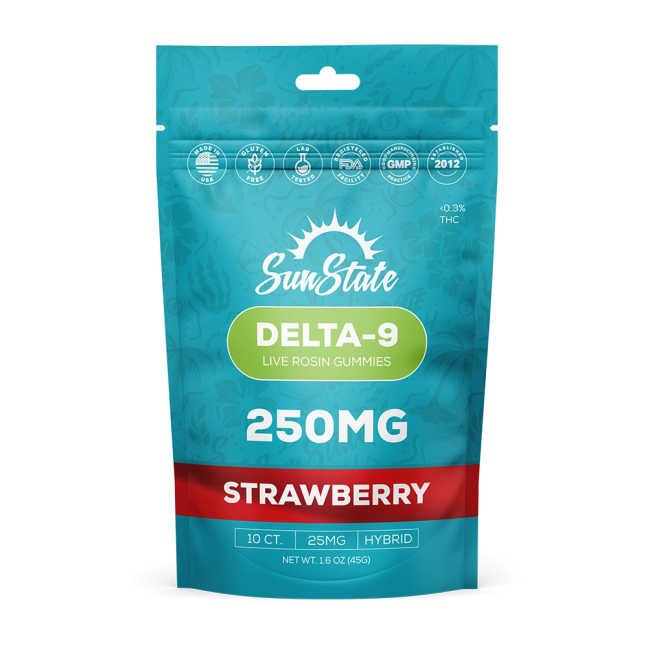 Delta 9 Live Rosin Gummies Strawberry 250mg Hybrid